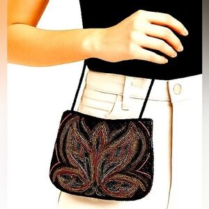 Beautiful Hand-Beaded La Regale Evening Bag – Multicolor Floral Pattern – NWOT